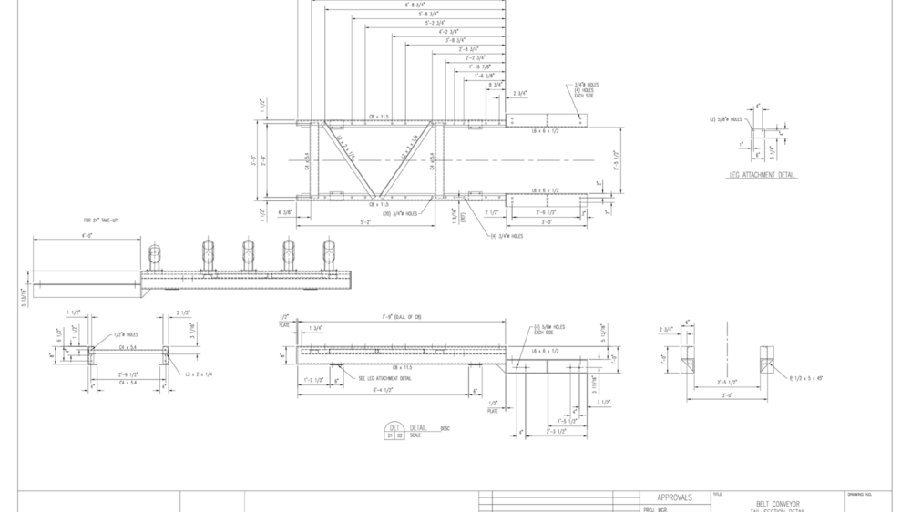 belt conveyor tail section detail